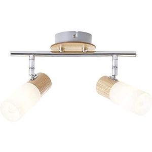 BRILLIANT lamp Babsan spot buis 2 licht hout licht/wit | 2x C35, E14, 3.5W, geschikt voor kaarslampen (niet inbegrepen) | Schaal A ++ tot E | Hoofden draaien