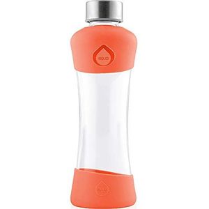 EQUA Active Tangerine Drinkfles, 0,5 l, glazen fles 550 ml, met siliconen hoes, waterfles van borosilicaatglas, sportfles, designfles