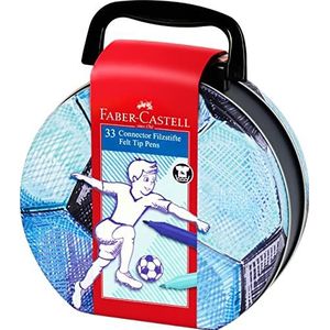 Faber-Castell 155538 - viltstiften Connector voetbalkoffer, 33 metalen etui in koffer-formaat