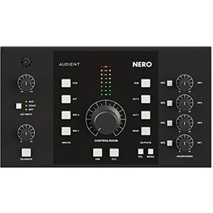 NERO, monitor controller in desktop formaat, flexibele routing opties, voor home & project studio, hoge kwaliteit standaard, LED level meter, afmetingen: 320 x 180 x 100 mm