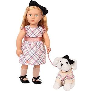 Our Generation BD31341Z pop Callista 46 cm met puppystijl, pop met puppyhond, poppenaccessoires en lang, prachtig rood haar, kinderspeelgoed vanaf 3 jaar