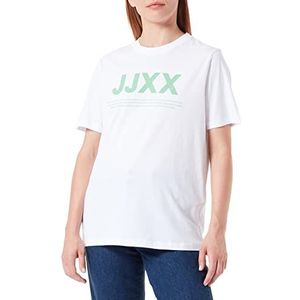 JACK & JONES Dames Jjxx Jxanna Ss Regular Every Logo Tee Noos T-shirt, Bright White/Print:absinthe Green, M