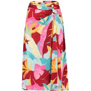 Gerry Weber Damesrok met bloemenpatroon, knielengte, Geel/Rood/Oranje Print, 36