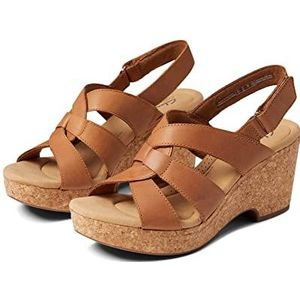 Clarks Giselle Beach Wedge Sandaal voor dames, Lichtbruin, 44 EU