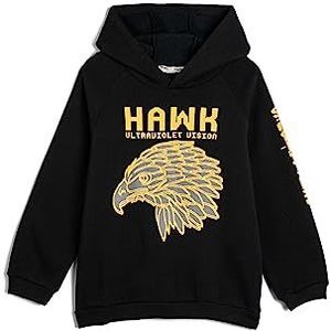 Koton Boys's Hoodie Brushed Interior Hawk bedrukt sweatshirt, marineblauw (707), 5-6 jaar