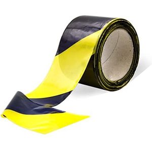 Signaalband voor zonebegrenzing, beacons voor signaal, veiligheid en waarschuwing, 200 m, Ofiturie (6 banden, geel/zwart)