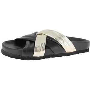 Andrea Conti Platte slippers voor dames, Zwart/Goud, 36 EU