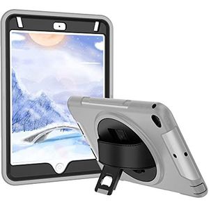 Beschermhoes voor iPad Mini 4/5 7,9 inch (17,9 cm), robuuste beschermhoes met 360 graden draaibare standaard en handlus - grijs