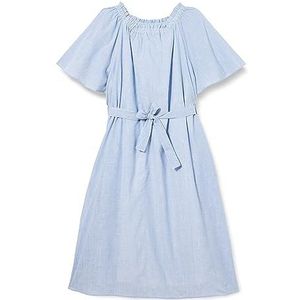 Mimo Zomerjurk voor meisjes, casual jurk, Lichtblauwe dunne strepen, 134 cm