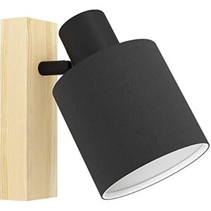 EGLO Wandlamp Batallas, wandspot scandi voor woonkamer en slaapkamer, lamp wand binnen van metaal in natuur, zwart, wit, spot met E27 fitting