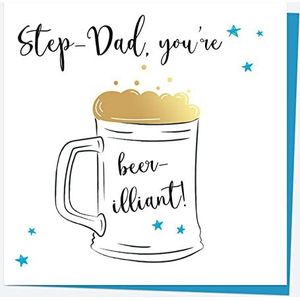 Step Dad Verjaardagskaarten (Luxe Folie Verjaardagskaart - Glas bier - Step-Papa)