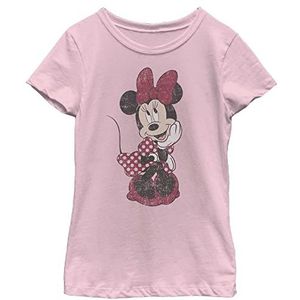Little, Big Disney Classic Mickey Polka Dot Minnie Girls T-shirt met korte mouwen, lichtroze, klein, roze, S, Roze, S