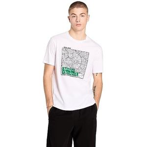 Armani Exchange Heren Regular Fit City Map Pima Cotton Logo Tee T-shirt, White Mi, XL