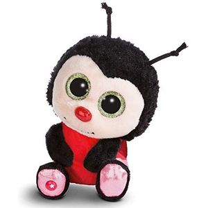 NICI Glubschis 45559 Knuffeldier, lieveheersbeestje, Lily May, 15 cm, pluche dier met grote glitterogen, zwart/rood