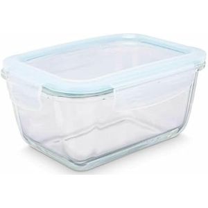 Transparante lunchbox, siliconen, borosilicaatglas, 950 ml, 18 x 8,8 x 13,5 cm, 12 stuks