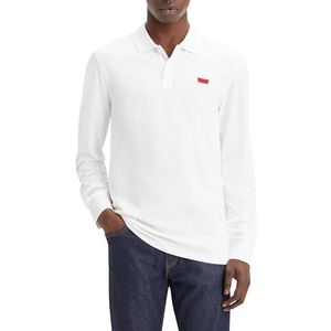 Levi's Long-Sleeve Slim Housemark Polo Shirt Mannen, Bright White, M