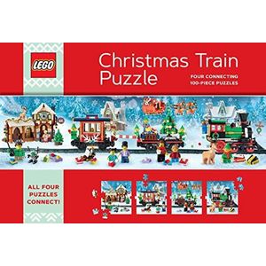 Lego Christmas Train Puzzle: Four Connecting 100-Piece Puzzles