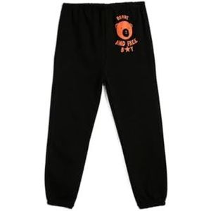 Koton Joggingbroek, sweatpants, elastische tailleband, bedrukt detail, katoenen joggingbroek, zwart (999), 12-18 maanden Baybboys, Zwart (999), 12-18 meses