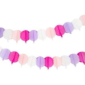 Paarse & roze ballonnen verjaardag bunting party decoraties voor kinderen, volwassenen, meisjes | 3D kleurrijke papieren slingers, 3 stuks, 3 m lengte - Made by Talking Tables