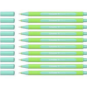 Schneider Line-Up Pastel Fineliner (driehoekige fineliner, lijndikte 0,4 mm, behuizing van biogebaseerde kunststof) 10 stuks, pastel-turquoise