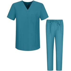 MISEMIYA Scrub Bz-6801-6802 Werkset, uniseks, turquoise, S voor heren, Turkoois, S