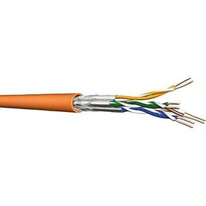 Draka Cat 7 installatiekabel UC900 HS23 S/FTP PiMF, 50 m ring, afgeschermde installatiekabel, hoogwaardige afscherming, Cat7 1000 MHz, AWG 23/1, oranje