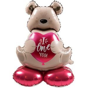 Folat 63795 Romantische decoratie, staande folieballon ombre bruine beer I Love You – 66 cm voor bruiloft, Valentijnsdag of Moederdag, meerkleurig