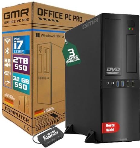 GMR - Ultra Slim i7 - Office PC - 32 GB RAM - 2000 GB SSD - Windows 11 Pro - Wifi Bluetooth