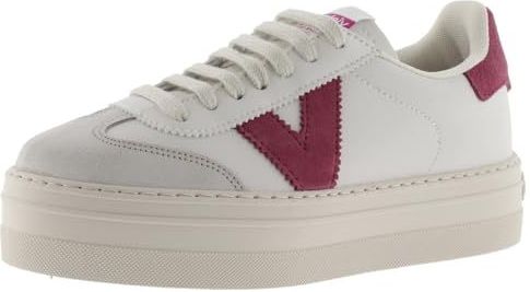 Victoria Barcelona Ciclista Leather Effect Platform Low-Top Trainers & Split Leather Toe 1092169 for Women FRAMBUESA 36