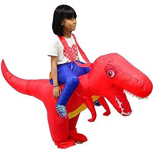LOLANTA Kinderen dinosaurus opblaasbaar kostuum Halloween themafeest T-Rex kostuums, rood, 3-6 jaar / 90-130cm, S