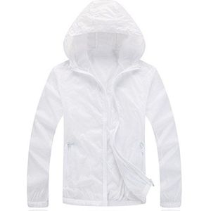 Mochoose Superlichte outdoor hoodie voor dames, sneldrogend, windbreaker, ademend, uv-bescherming, beschermt de jas, wit, L