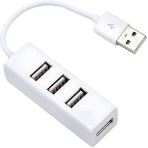Mini-hub USB met 4 poorten, wit, compact, draagbaar, ideaal voor het uitbreiden van verbindingen en ter verbetering van de productiviteit van elektronische apparaten.