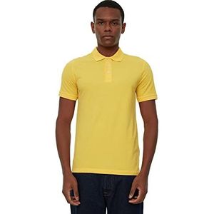 Trendyol Heren gele mannen slim fit polohals korte mouwen hals T-shirt polo shirt, geel, klein