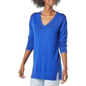Amazon Essentials Women's Lichtgewicht tuniektrui met lange mouwen en V-hals (verkrijgbaar in grote maten), Helderblauw, XS