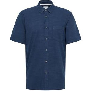 MUSTANG - Darien - Overhemd - Blauw - Korte Mouwen - Relaxed Fit - 100% Katoen