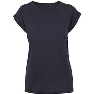 Build Your Brand Extended Shoulder Tee T-shirt voor dames, Navy Blauw, XL