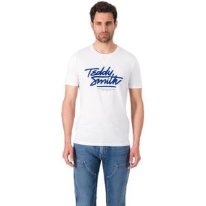 Teddy Smith T-Script MC T-shirt voor heren, Wit, XXL