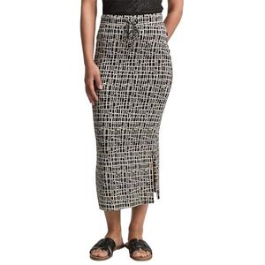 TOM TAILOR Dames Jersey midi-rok, 38117 - Abstract Black Grid Design, 38