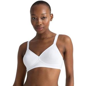 Dorina Daniela D1081A, ongevoerde bralette zonder beugel, licht dunne beha voor grote maten, ivoor/zwart, wit (white A00), 80C