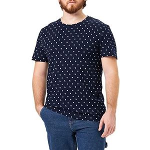 TOM TAILOR Denim Uomini T-shirt met stippen 1033040, 30600 - Navy Blue Mini Boxes Print, S