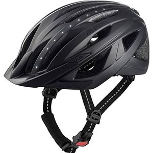 ALPINA HAGA LED - schokabsorberende, verlichte en optimaal aanpasbare fietshelm met geïntegreerd ledlicht voor volwassenen, mat zwart, 51-56 cm