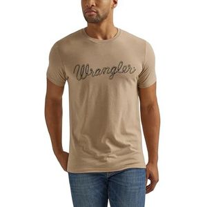 Wrangler Men's Western Crew Neck Short Sleeve Tee Shirt, Trench Coat Heather, Small