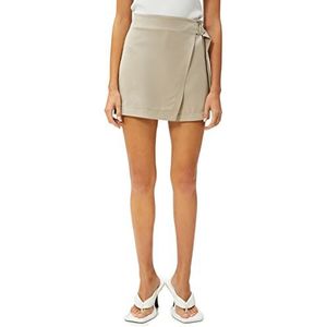 Koton Dames Mini Skort Belted Modal Blended Rok, Vizon (565), 44