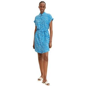 TOM TAILOR Denim Dames Blousejurk met all-over print 1031755, 29870 - Blue Wave Print, L