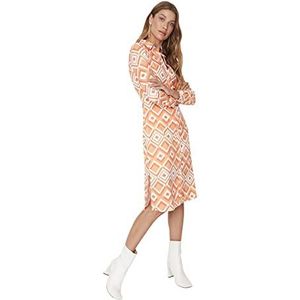 TRENDYOL Midi blousejurk voor dames, regular fit, geweven stof jurk, Zeer kleurrijk, 42