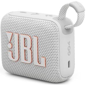 JBL Go 4 in White - Portable Bluetooth Speaker Box Pro Sound, Deep Bass and Playtime Boost Function - Waterproof and Dustproof - 7 Hours Runtime