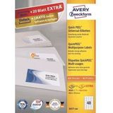 AVERY Zweckform 3657-200 universele etiketten (8.000 plus 800 zelfklevende etiketten extra, 48,5 x 25,4 mm op A4, papier mat, individueel bedrukbaar, zelfklevende stickers met ultragrip) 220 vel, wit