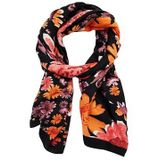 Desigual Fou_Poppy Flower RECTANGL Foulard, zwart, één maat, zwart, Eén Maat