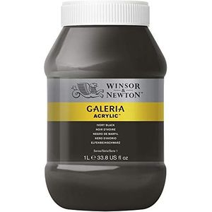 Winsor & Newton 2154331 Galeria acrylverf, hoge pigmentatie, lichtecht en verouderingsbestendig, romige vloeiende consistentie - 1 Liter Pot, Ivory Black