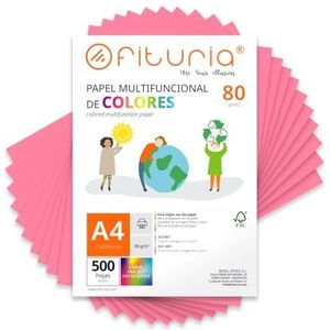 Kleurpapier, verpakking met 500 vellen A4, 80 g, kleurrijk papier voor knutselwerk, printer, scrapbooking, ideaal voor origami, Papyroflexia, kantoor en school (roze, 500 h)